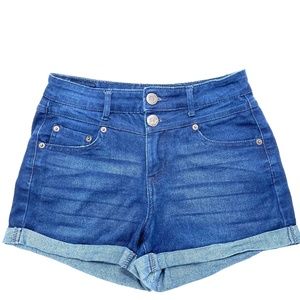 Aeropostale Jean Shorts High Waisted Shorty Size 4 Medium Dark Wash Denim